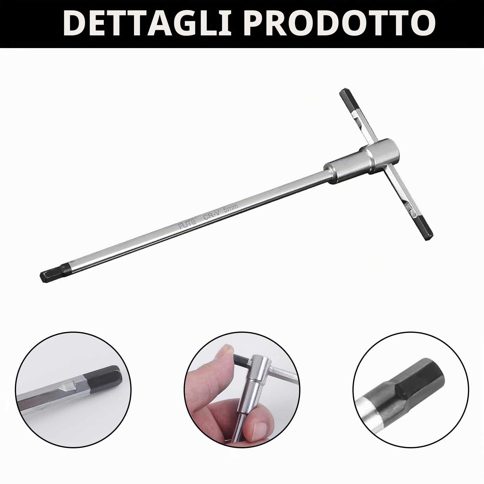 Set di Chiavi Esagonali con Impugnatura a T, 8 Pezzi Set di Chiavi a Bussola con Barra a T in Acciaio al Cromo Vanadio per Chiavi di Riparazione Bici 2/2,5/3/4/5/6/8/10 mm