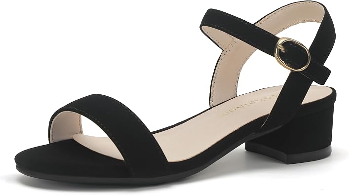 Hehainom Girls Dress Shoes Low Heels Sandals Open Toe Wedding Party School for Little Big Kids Flower Girl Shoes