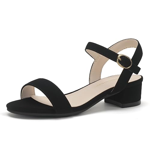 Hehainom Girls Dress Shoes Low Heels Sandals Open Toe Wedding Party School for Little Big Kids Flower Girl Shoes