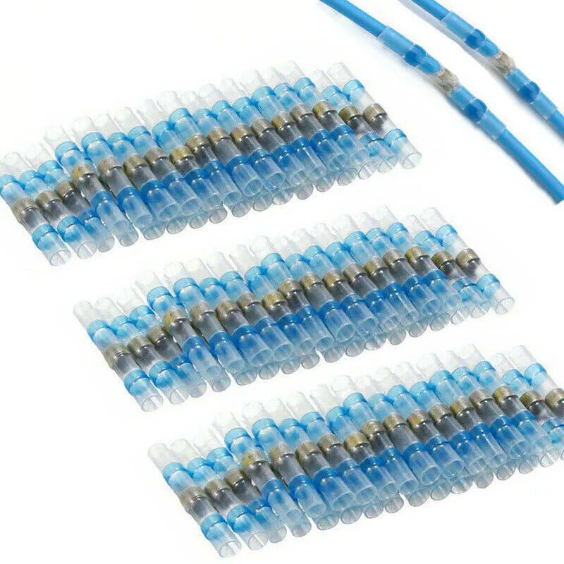 100 Pcs of Blue Solder Seal Sleeve Heat Shrink Wire Connectors Terminals