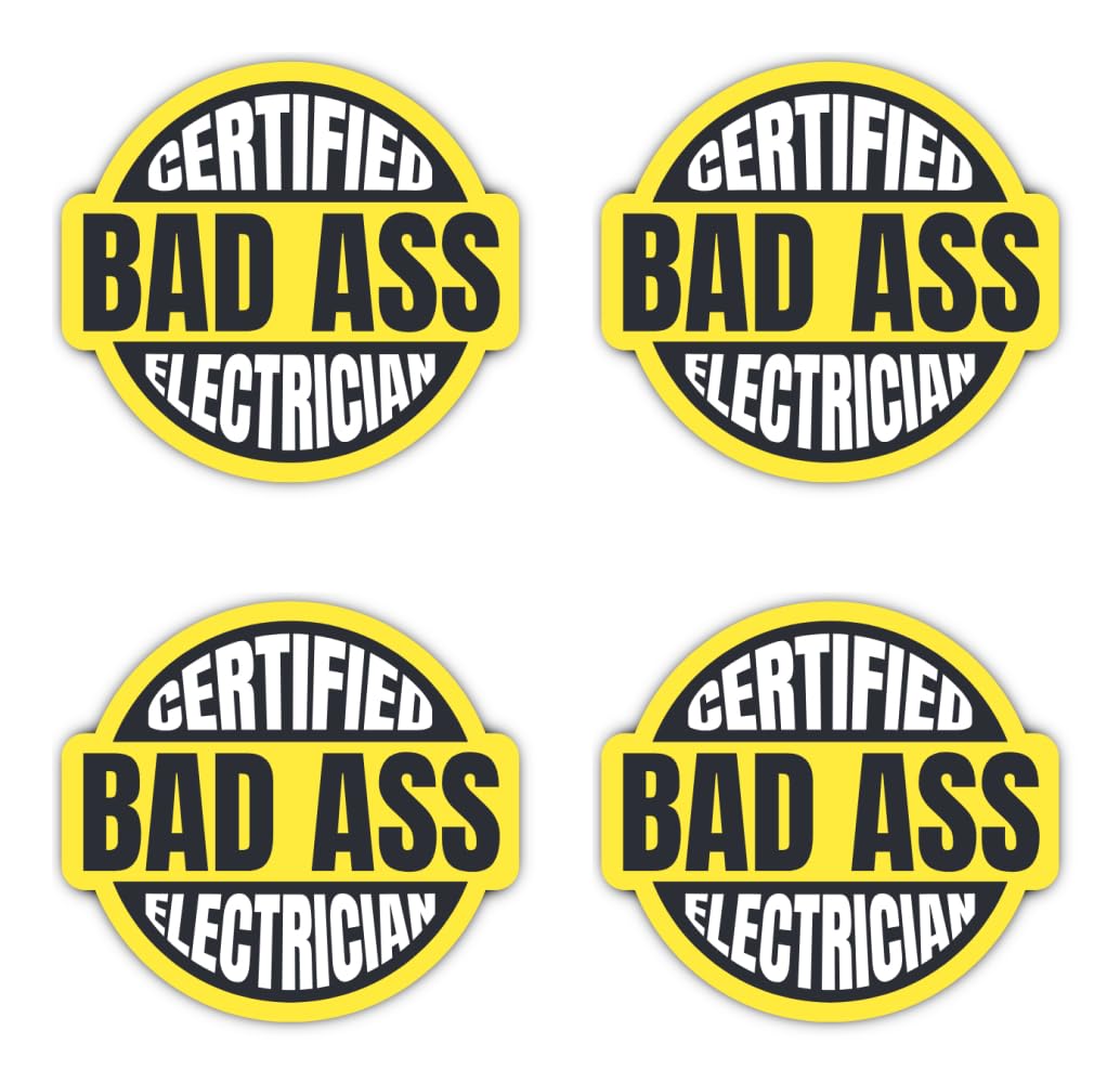 Havati Vibe Sticker. Stickers: 75 Mm, Pack Of 4 - Certified Bad Ass Electrician Sticker Funny For Electricians & Electrical Engineers