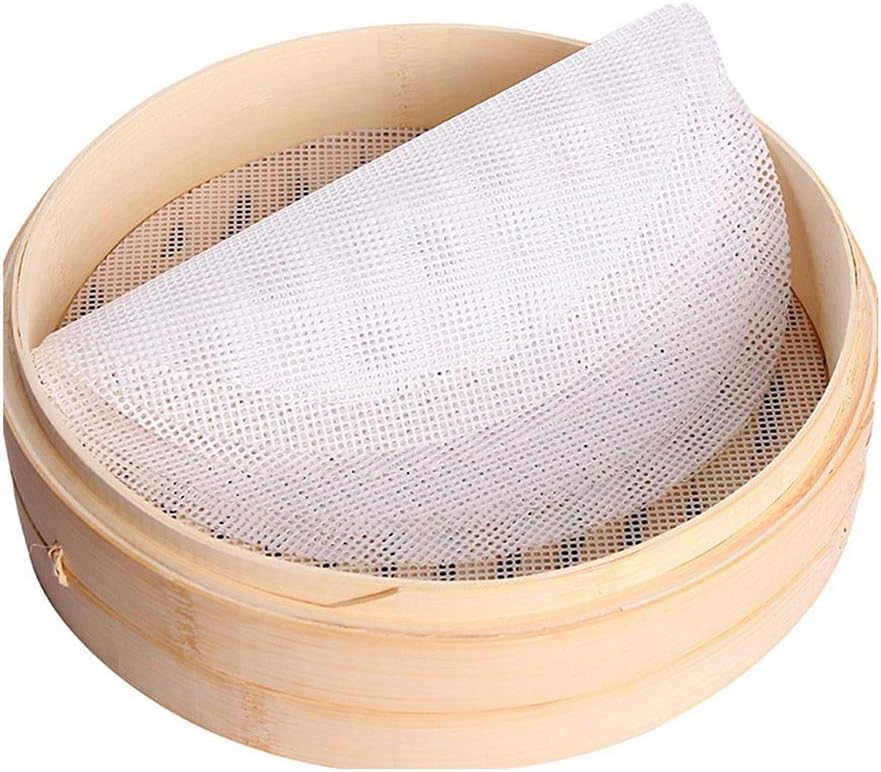 Inchant 5Pcs Kitchen Silicone Steamer Mesh Non-Stick Pad Round Shape Dumplings Mat Steamed Buns Baking Pastry Dim Sum Mesh, 11 Inch Diameter