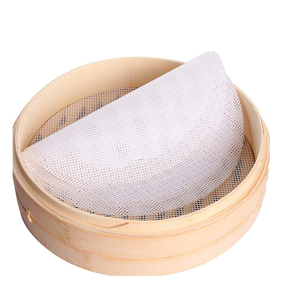 Inchant 5Pcs Kitchen Silicone Steamer Mesh Non-Stick Pad Round Shape Dumplings Mat Steamed Buns Baking Pastry Dim Sum Mesh, 11 Inch Diameter