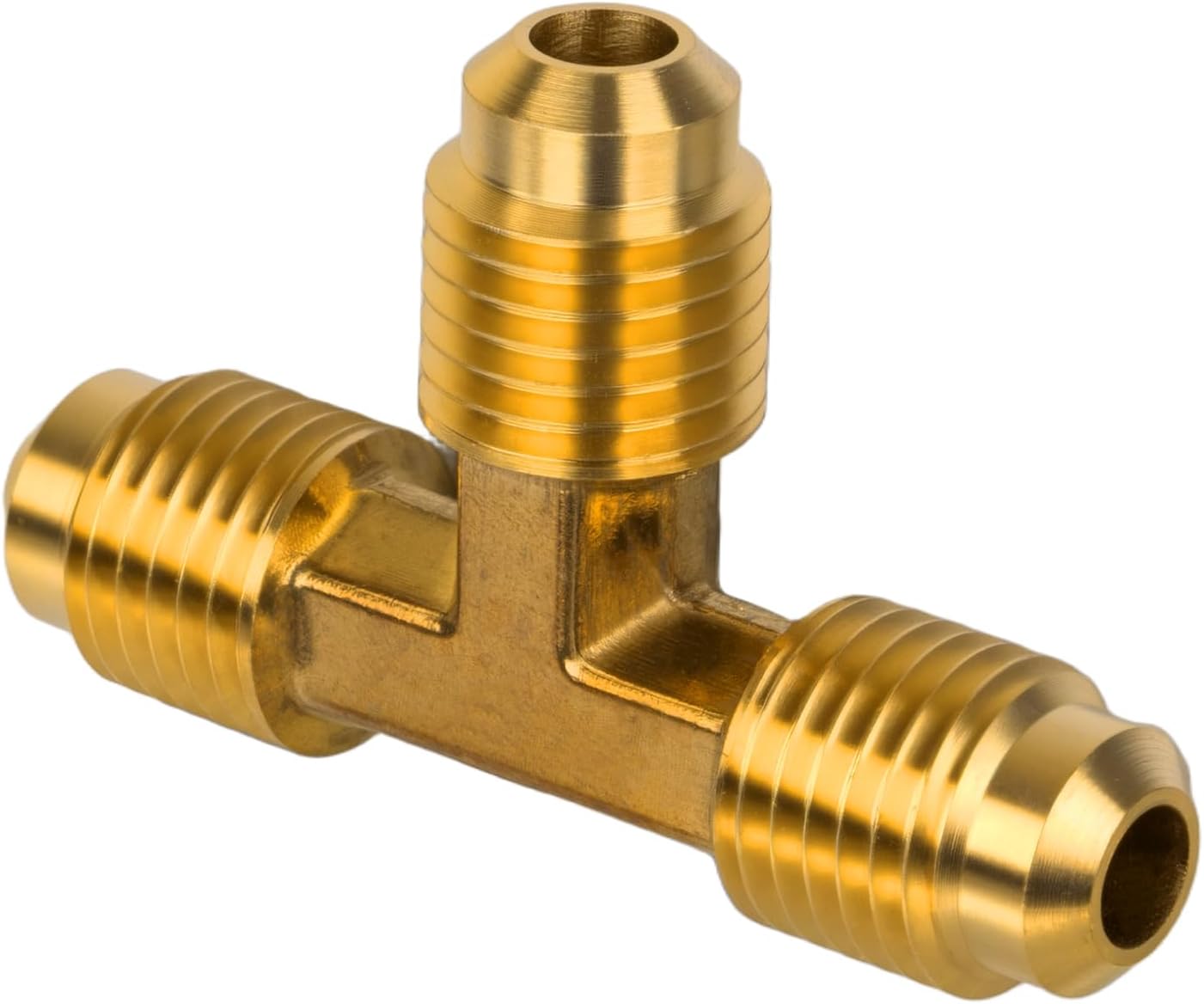1/4" x 1/4" x 1/4" Male Flare Tee, Brass Tube Fitting, Propane, LP and Natural Gas, Oil Copper Tube Fitting
