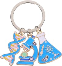 BESPORTBLE Microscope and Double Helix Metal Keyring for Laboratory Technicians and Birthday Party Present