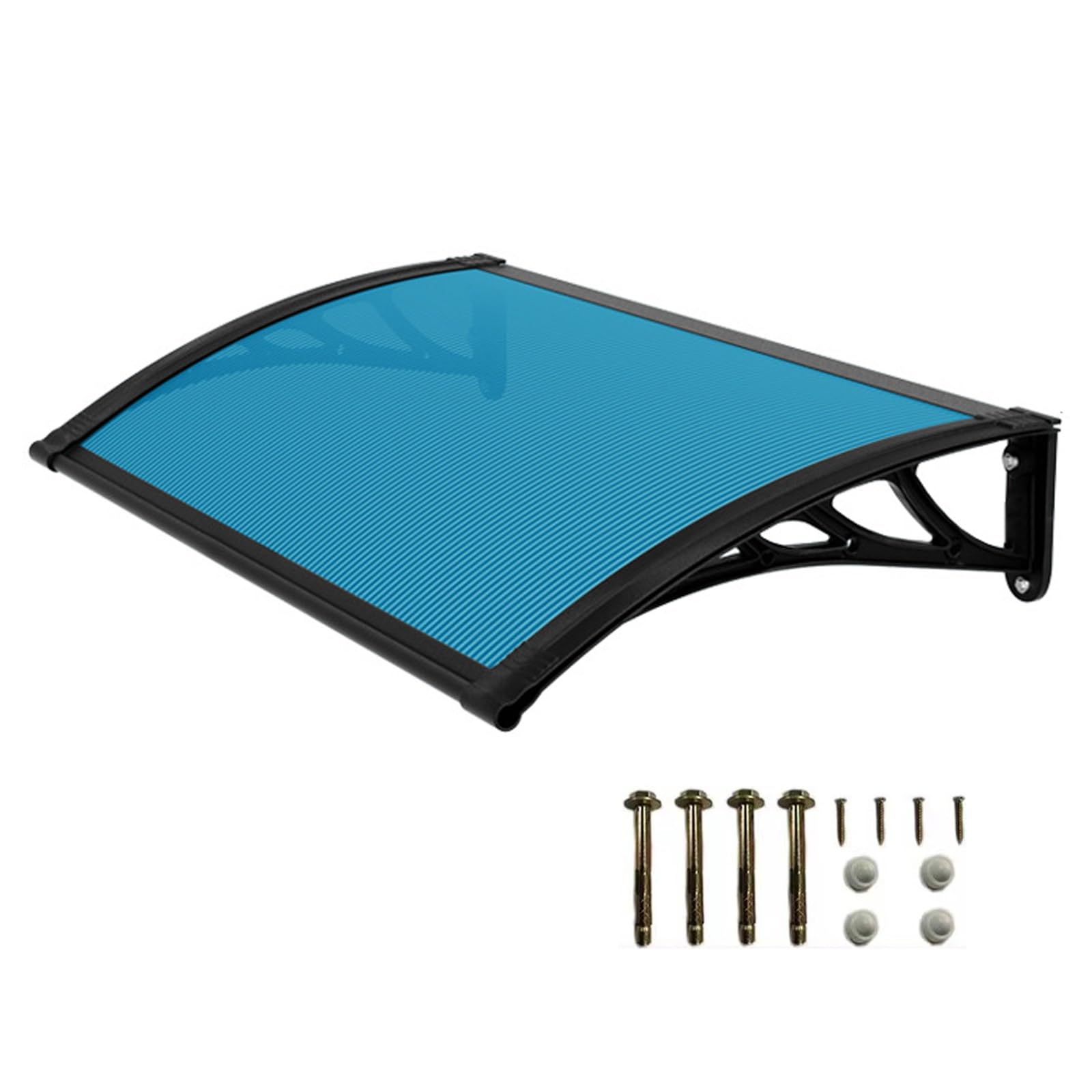 Stores Extérieurs pour Porte D'entrée, Panneau Transparent en Polycarbonate et Support en Aluminium, Auvent de Terrasse Extérieur(Blue,60 * 120cm/24 * 47in)