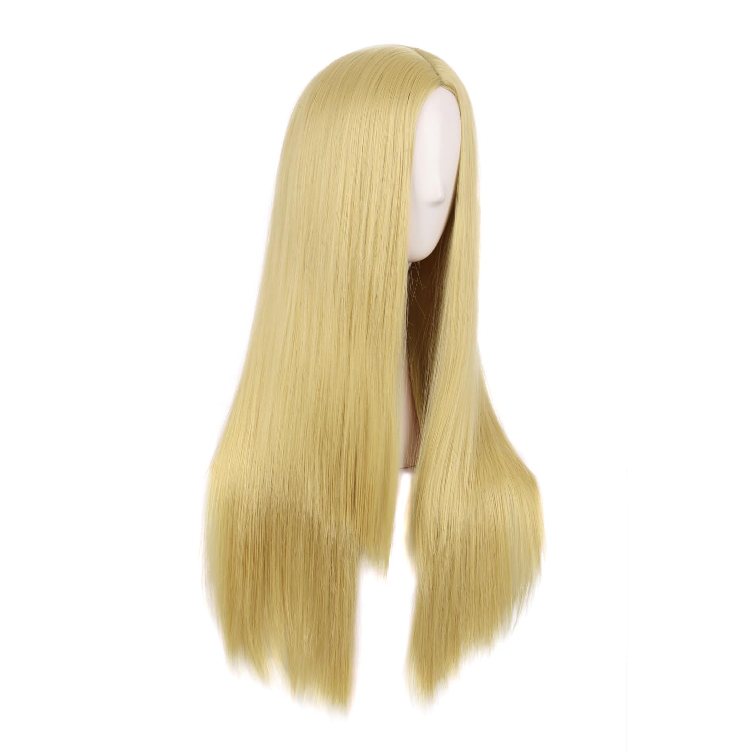 MapofBeauty 28 Inch/70 cm Monochrom Side Bangs Long Straight High Temperature Fiber Fashion Wig (Mixed Golden) - Image 3