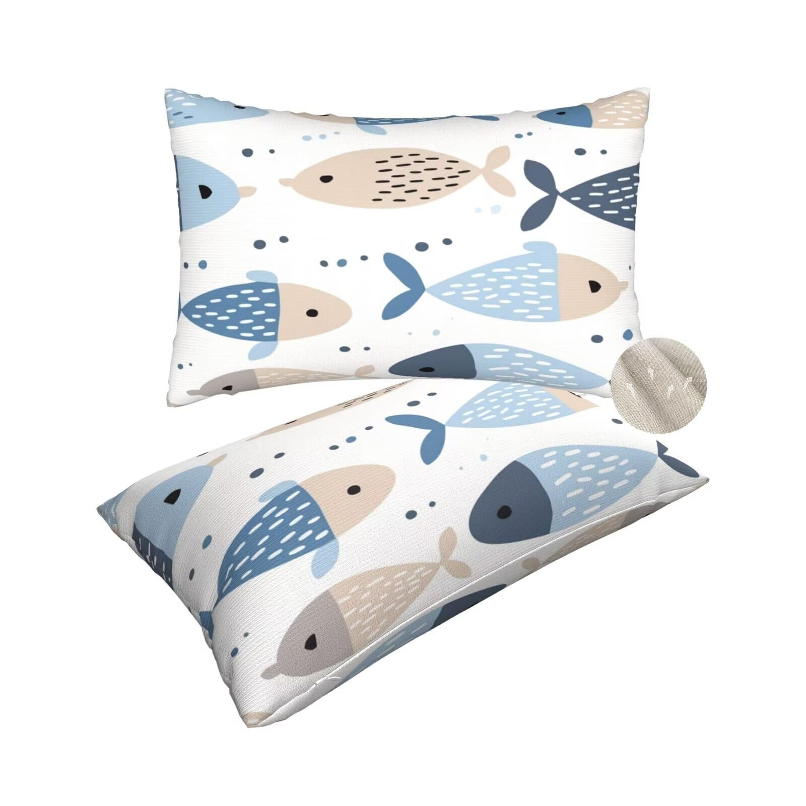 Coussin canape housse poisson 50x80 lot de 2 protecteur deco