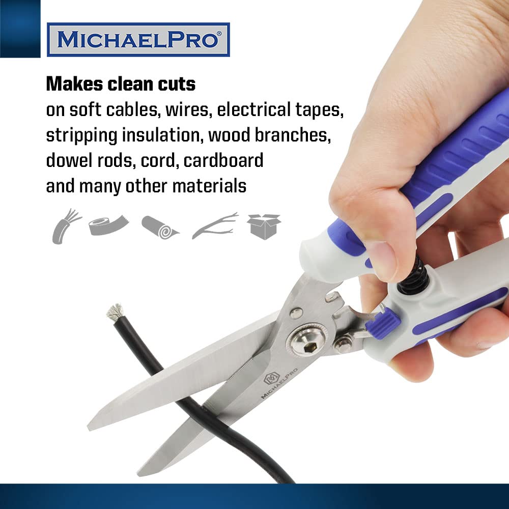 MichaelPro 200mm Stainless Multi-Purpose Shears, Blue, Silver - Image 3