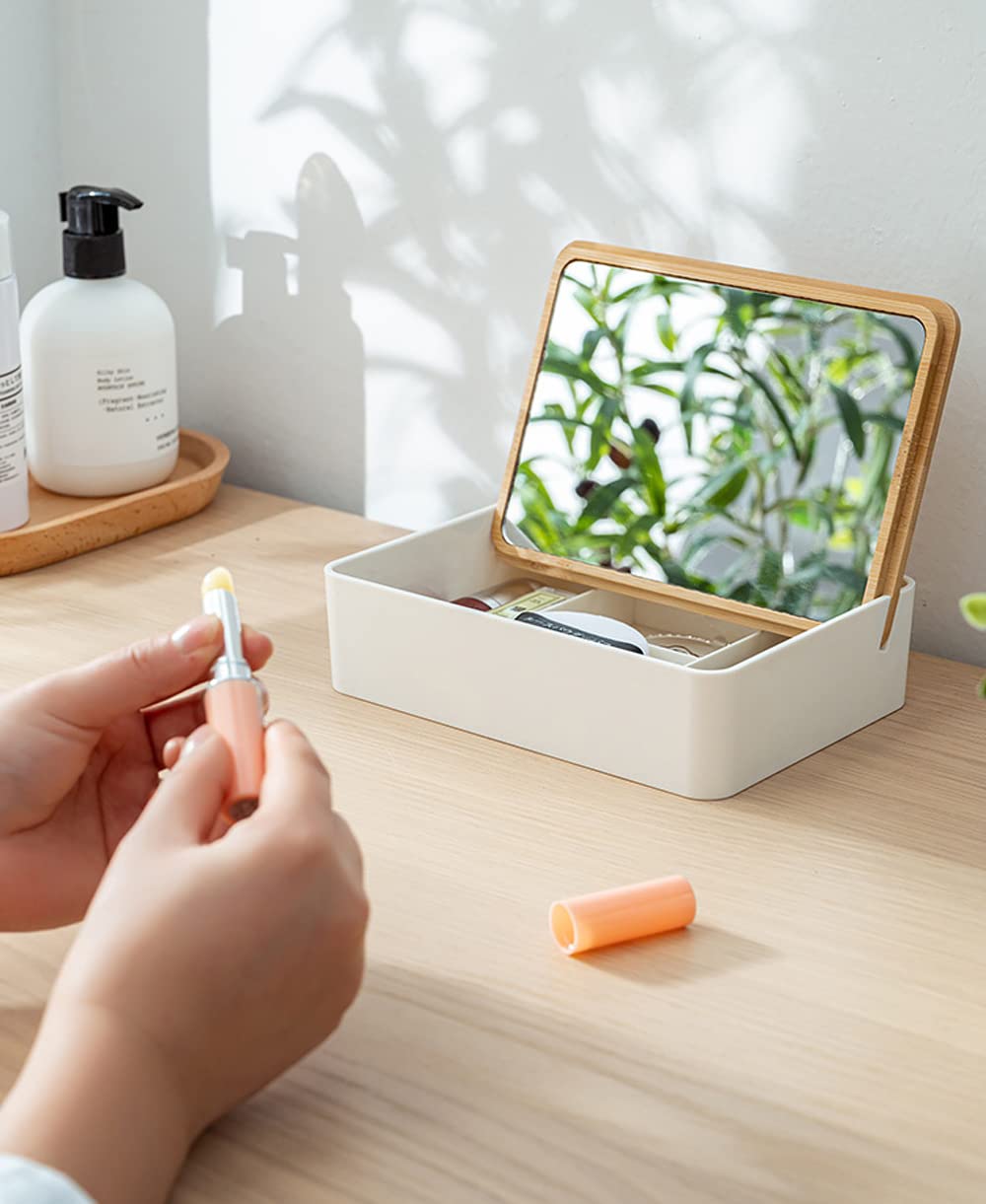 Amazon.co.jp: IwaiLoft 卓上 収納ケース 鏡付き アクセサリーケース