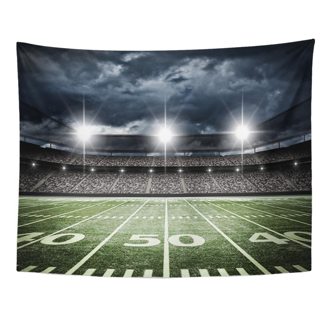 Emvency Tapestry Stadium Football Stadium Field Light Night Football Turf Home Decor Wall Hanging for Living Room Bedroom Dorm 30x40 Inches