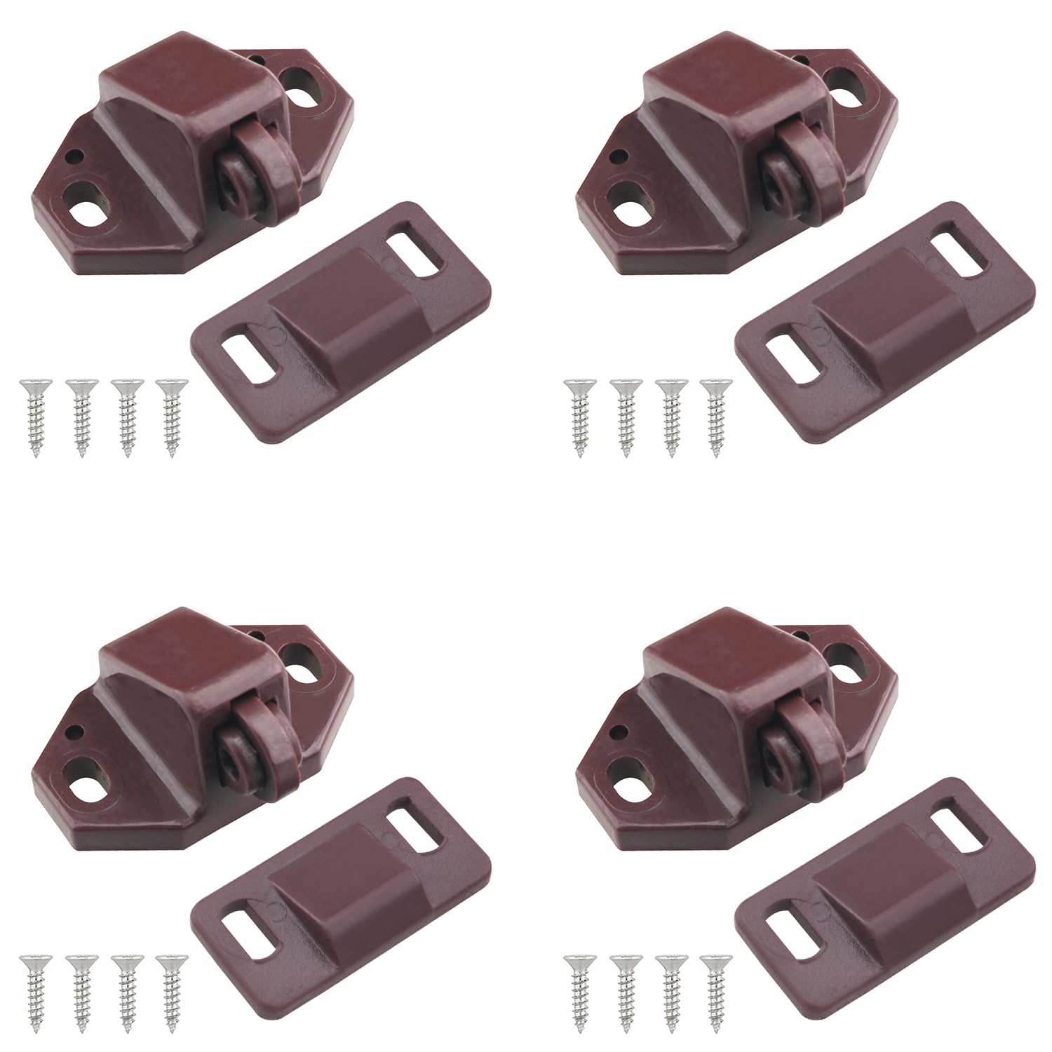 ZZLZX 4PCS Double Tumbler Latch 16 Screws Kitchen Cabinet Door Double Tumbler Latch Wardrobe Closet Closure Buckle Plastic Bumper Bead Door Buckle Furniture Bumper Lock Door Clip Snap