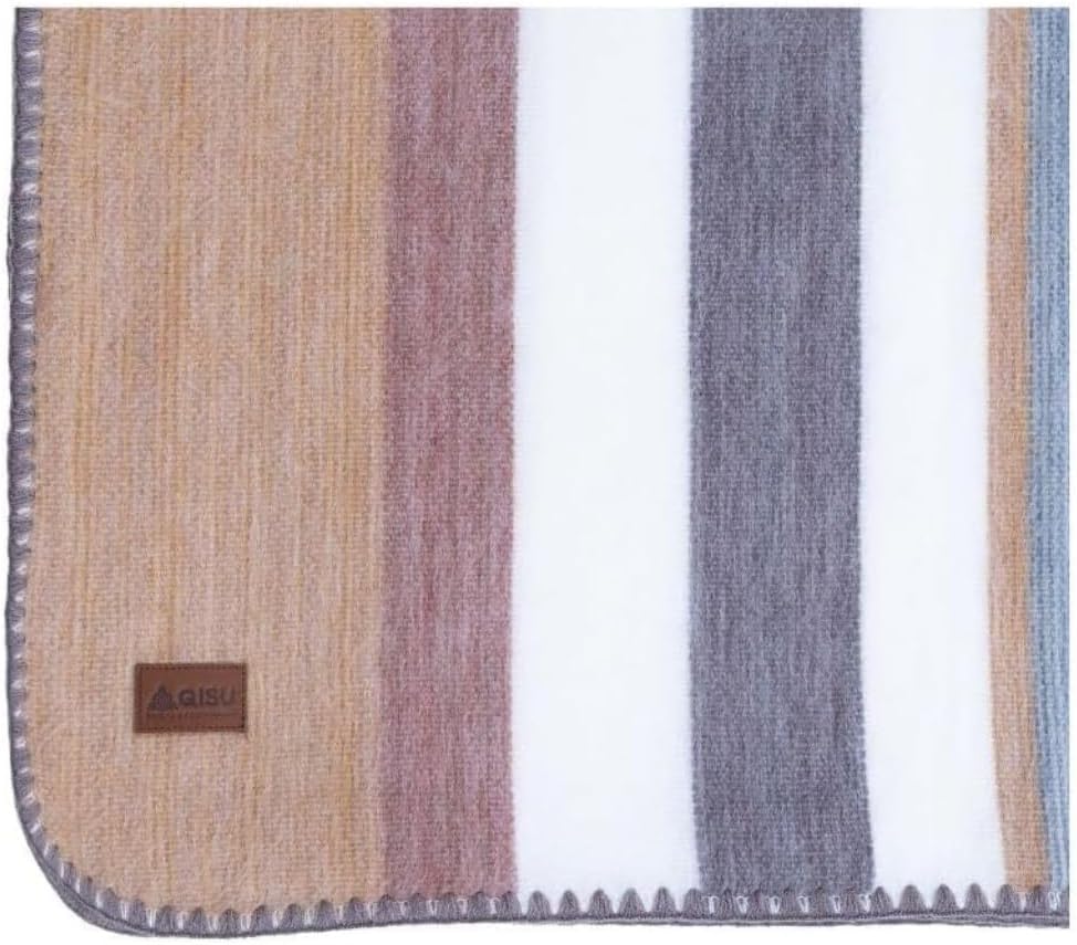 QISU Alpaca Wool Blanket Throw | Large, Beautiful, Warm, Variegated | 85 x 65 inches | Ultra-Soft, Hypoallergenic and Breathable | Non-Itchy or Scratchy Fabric (Pastel Grey Rocks & Creek)