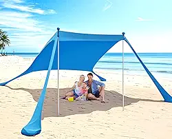 Barraca Praia, Barraca de Camping 4 Pessoas Impermeavel, Tenda, Tenda de Praia, Abrigo Praia Guarda-Sol, 2m*2m*1.5m Tenda de Praia Azul, Gazebo, Tenda Gazebo