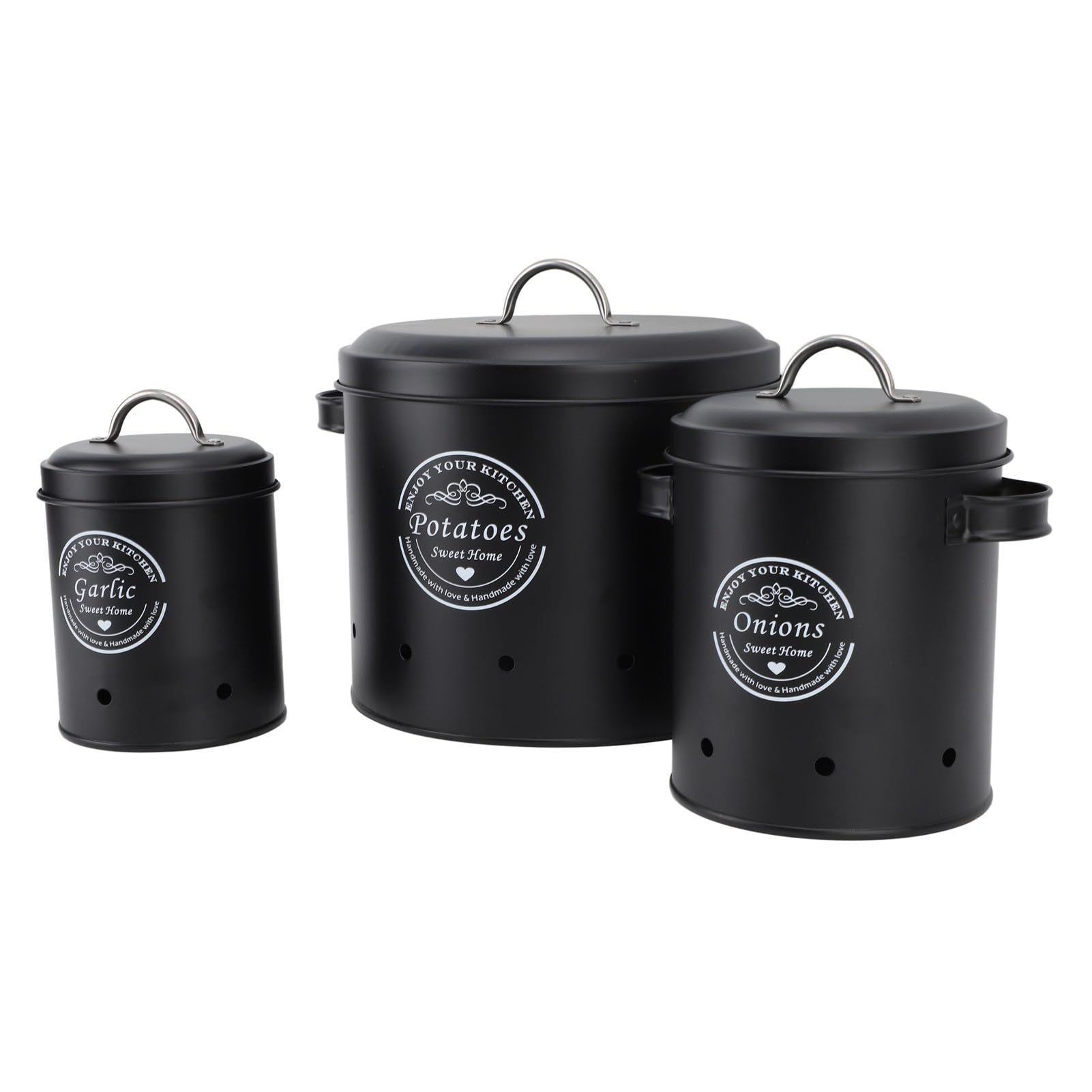 Kartoffelaufbewahrungsbehälter Set, Küchenvorratsdosen aus (BLACK)