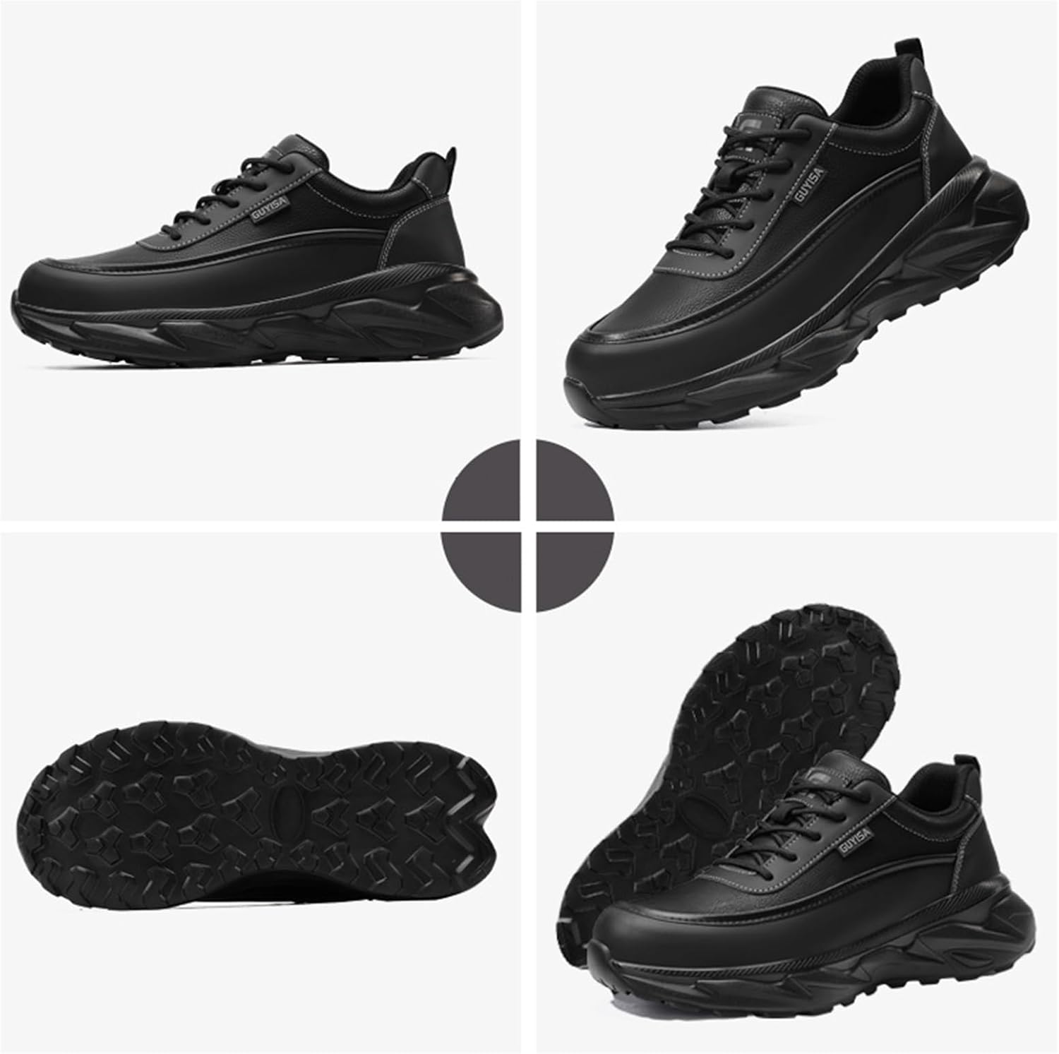 [Zentapo] 防水安全靴 ローカット 厚底 ゴム 耐摩耗 耐滑 作業靴 レザー 鋼先芯入り 履きやすい 快適 軽量 柔らかい