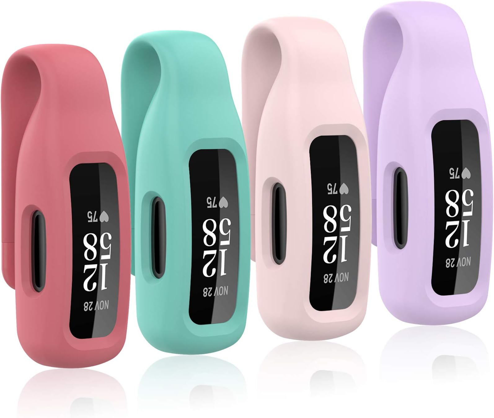 4-Pack Clip Case Compatible with Fitbit Inspire 2/Fitbit Inspire 3, Soft Silicone Clip Clasp Accessory Replacement for Inspire 3/Inspire 2
