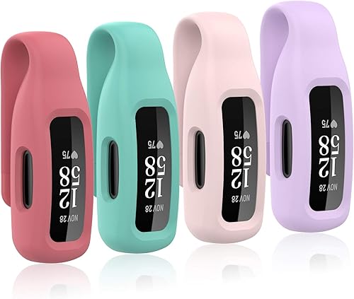 Paquete de 4 fundas de clip compatibles con Fitbit Inspire 23, accesorio de cierre de clip de silicona suave