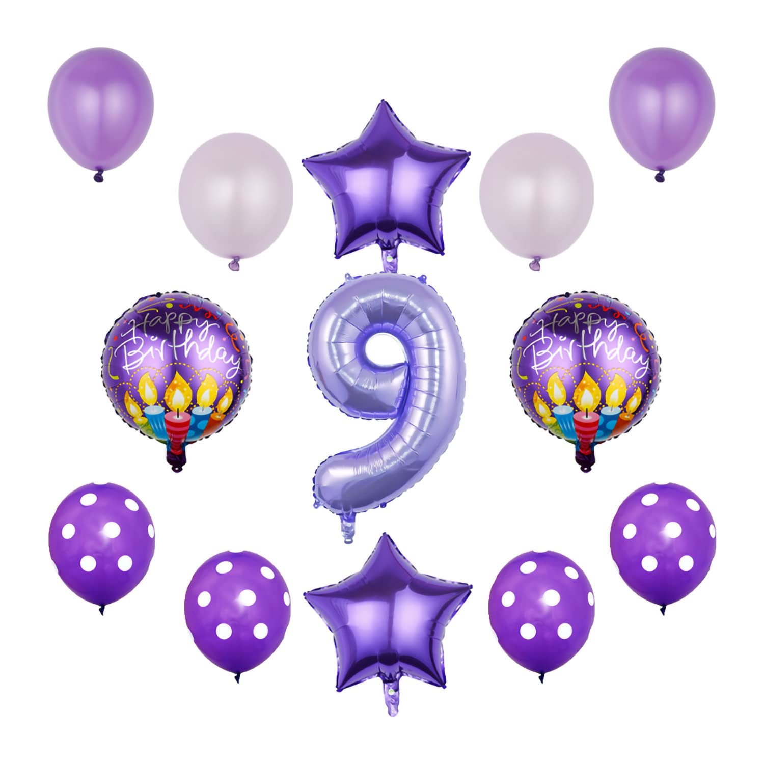 XLOOD 13pcs Balloon Party Supplies, 9th Birthday Party Supplies...