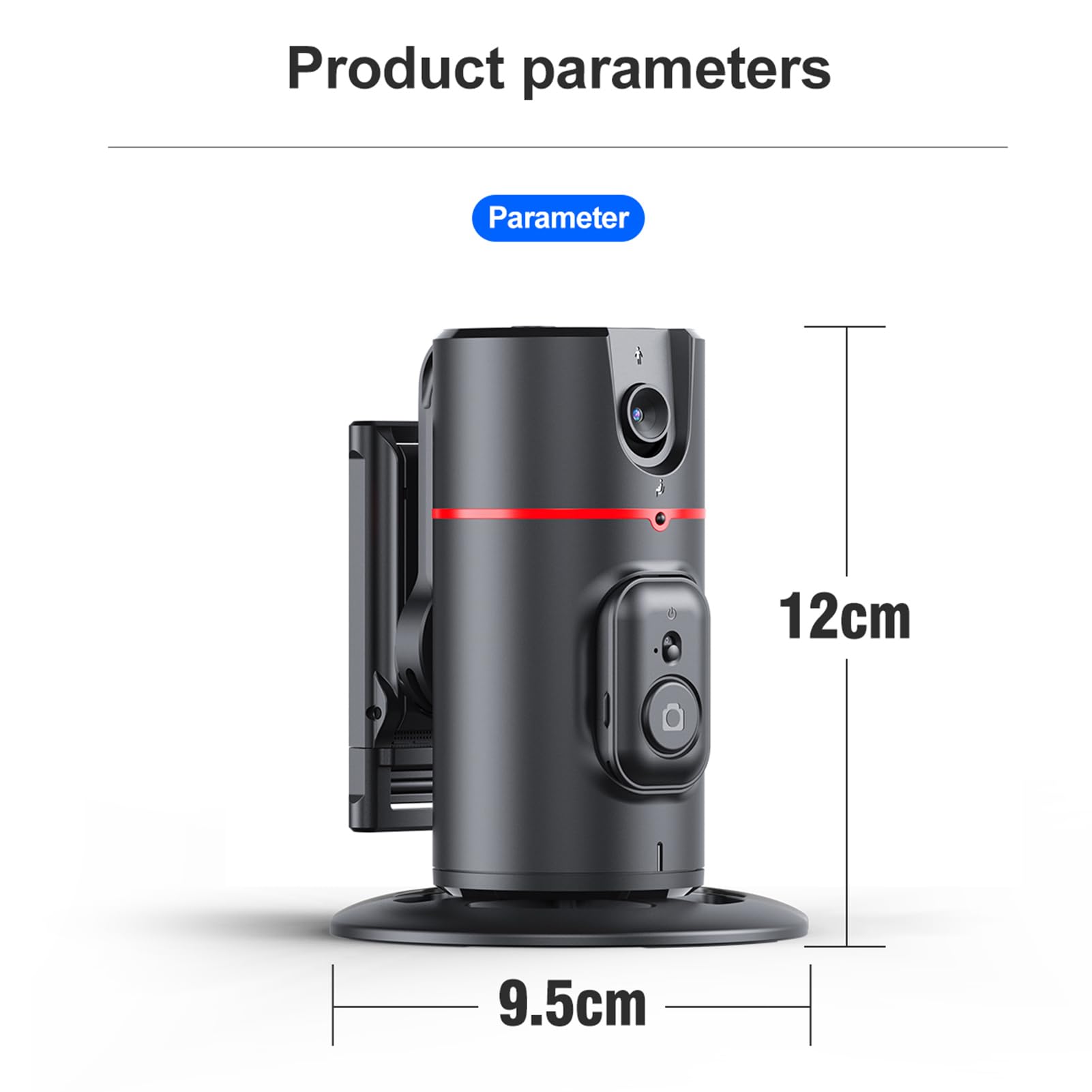 Andoer Trípode de seguimiento facial de coche, soporte para teléfono móvil inteligente con seguimiento de movimiento, rotación de 360°, clip para teléfono, tornillo de 1/4 pulgadas para vlog