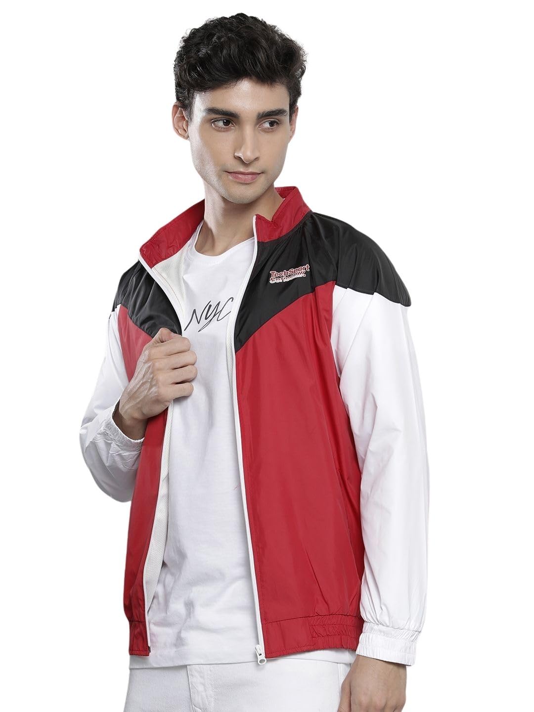 the indian garage co Men Regular Fit Colorblocked Wind Cheater-picture-41