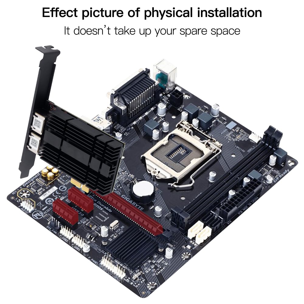 Adattatore di rete Ethernet PCIe a doppia porta da 2,5 G a scheda LAN WiFi RJ45 da 2,5 Gigabit, compatibile con Intel I226 2500 Mbps per Windows/Mac OS