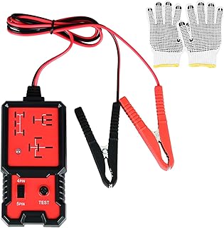 Electronic Automotive Relay Tester 12V, Car Battery Diagnostic Checker Tools with Clips and Tool Gloves for Auto Repairing