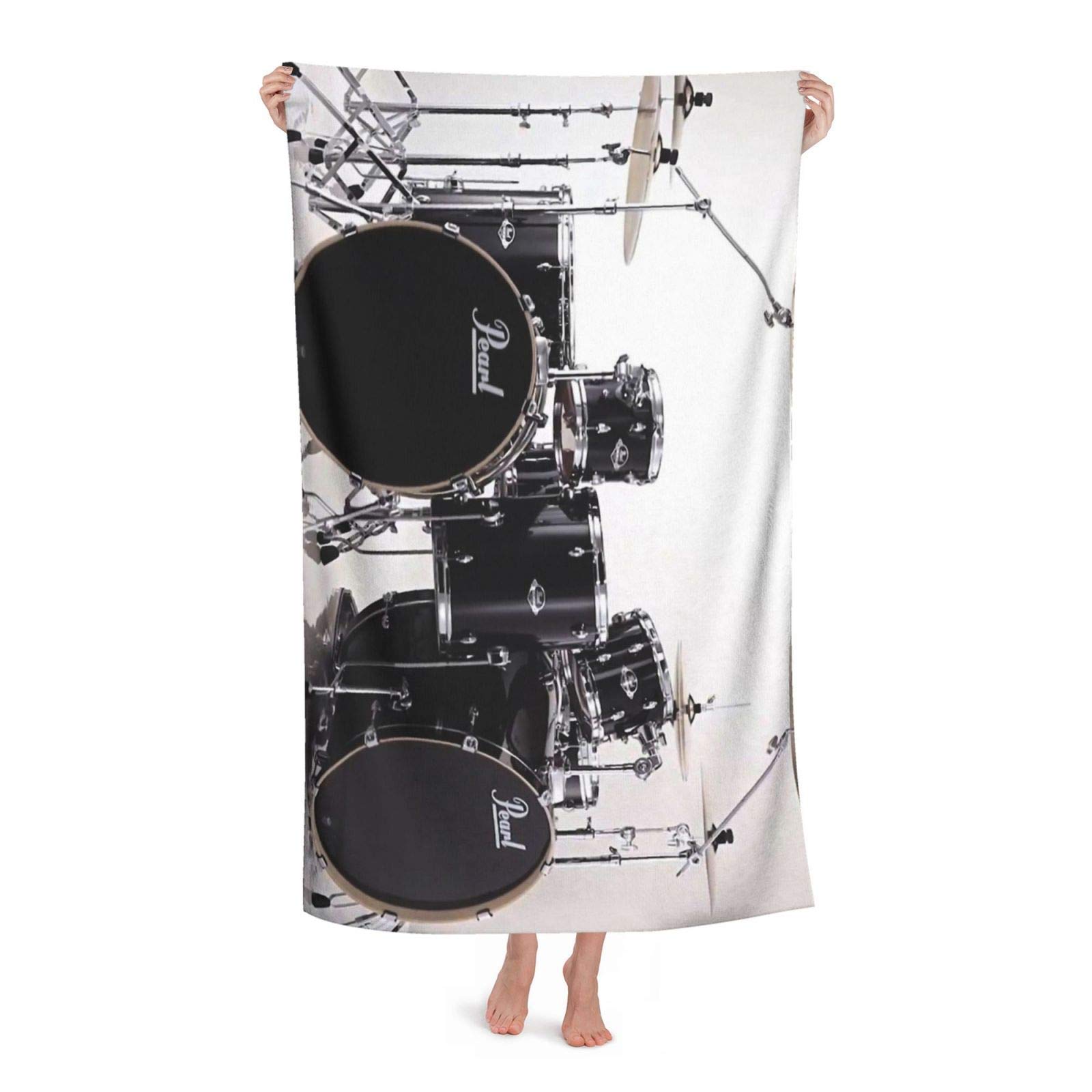 chsygi Professional Drum Beach Towel for Adults, 32 x 52 Inches, Absorbent Portable Lightweight Blanket Towels Soft Bath Towels for Beach Pool SPA Gym Travel, 32x52 Inch