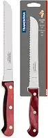 Faca para Pão Tramontina Polywood com Lâmina em Aço Inox e Cabo de Madeira Vermelho 7"