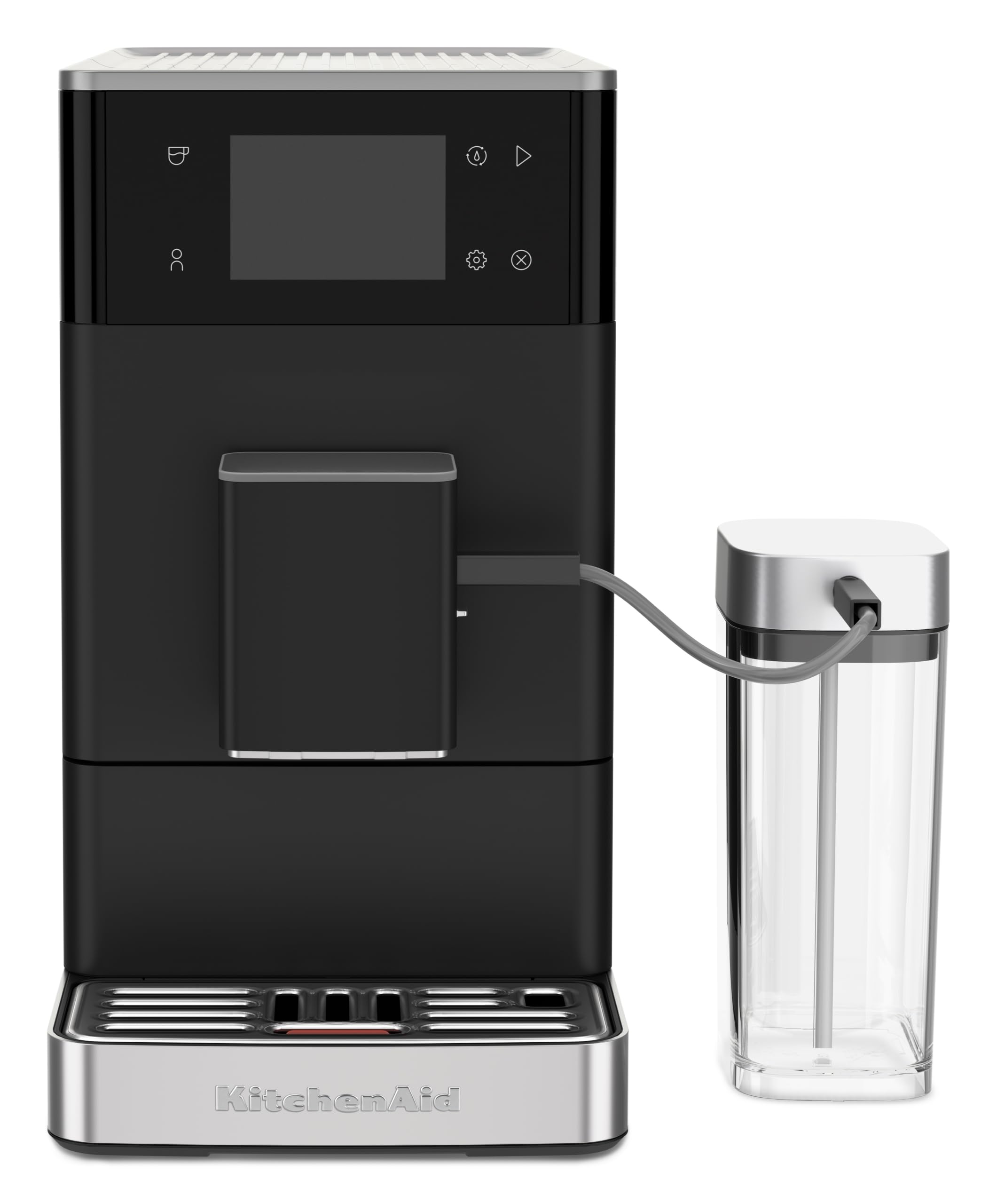 KitchenAid KF4 Macchina da Caffè Superautomatica, AutoMilk Avanzato, Macinacaffè IntelliGrind, 15+ Ricette, Display Colori, Caffè Freddo, 15-18 Bar, Nero Opaco