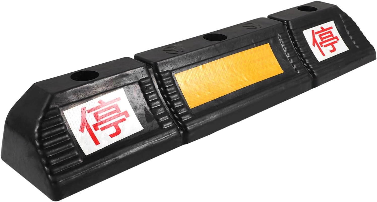 Unomor Heavy Duty Rubber Parking Stopper for Garage Durable Wheel Stop Indicator for Indoor Outdoor Use Slip Texture Easy Installation