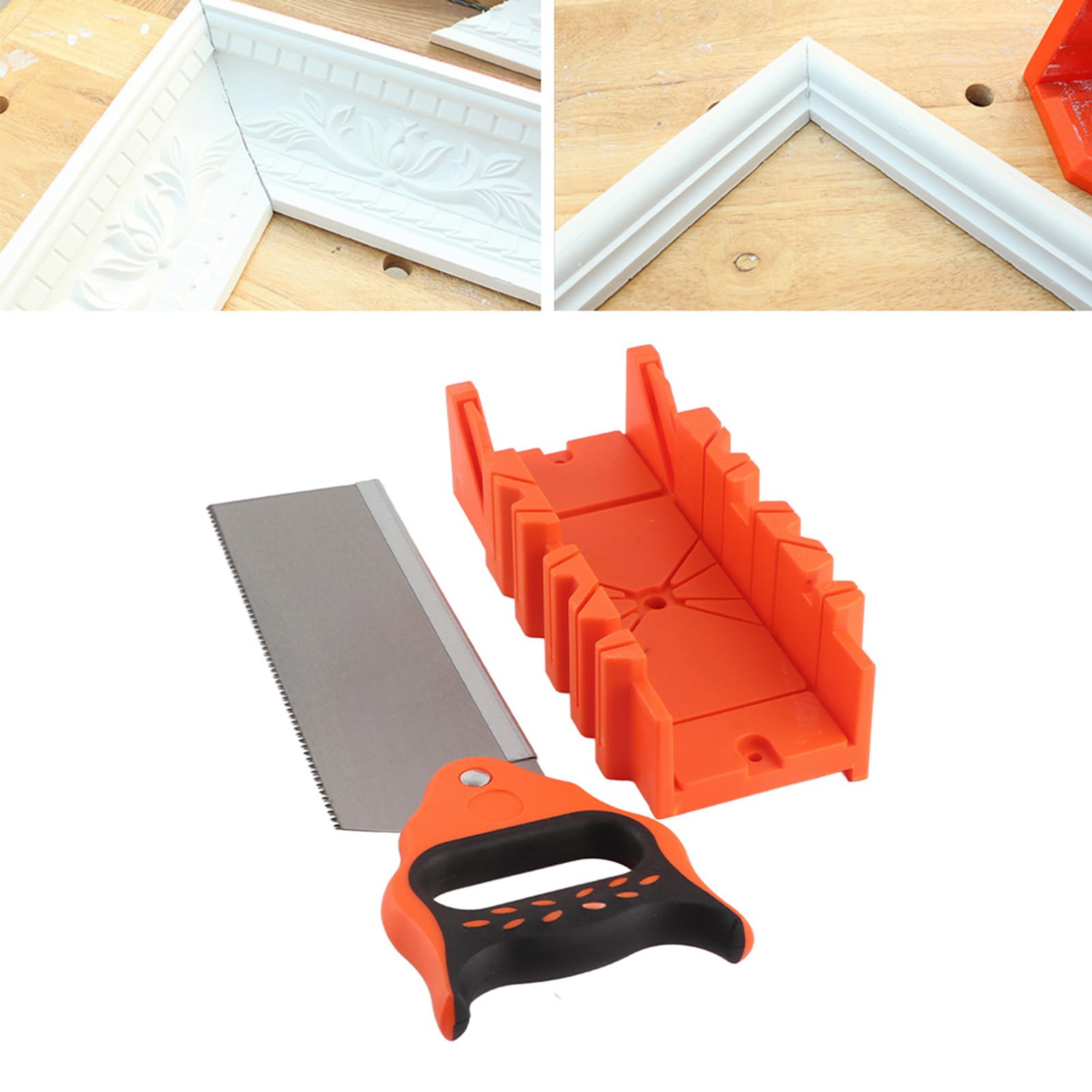 Caja de Ingletes de Sujeción de Múltiples ángulos de 12 Pulgadas con Sierra Trasera de 14 Pulgadas, para Cortar Diferentes Materiales en ángulos de 90°, 45° y 22,5°, Incluye