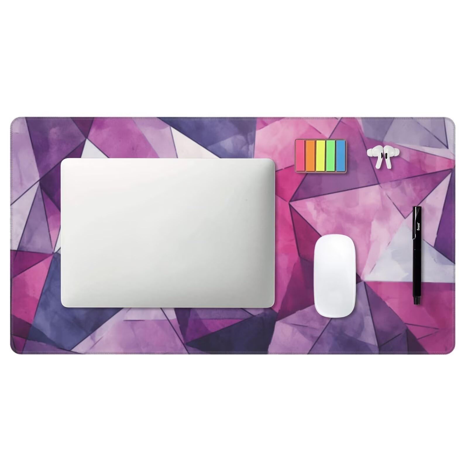 Alfombrilla de Ratón Gaming Grande XXL 1200x500x4mm con Bordes Cosidos Tela Micro Tejido, Base de Goma Antideslizante y Mouse Pad, para Teclado Jugadores Escritorio, PC, Oficina Triangulo Morado Y6776