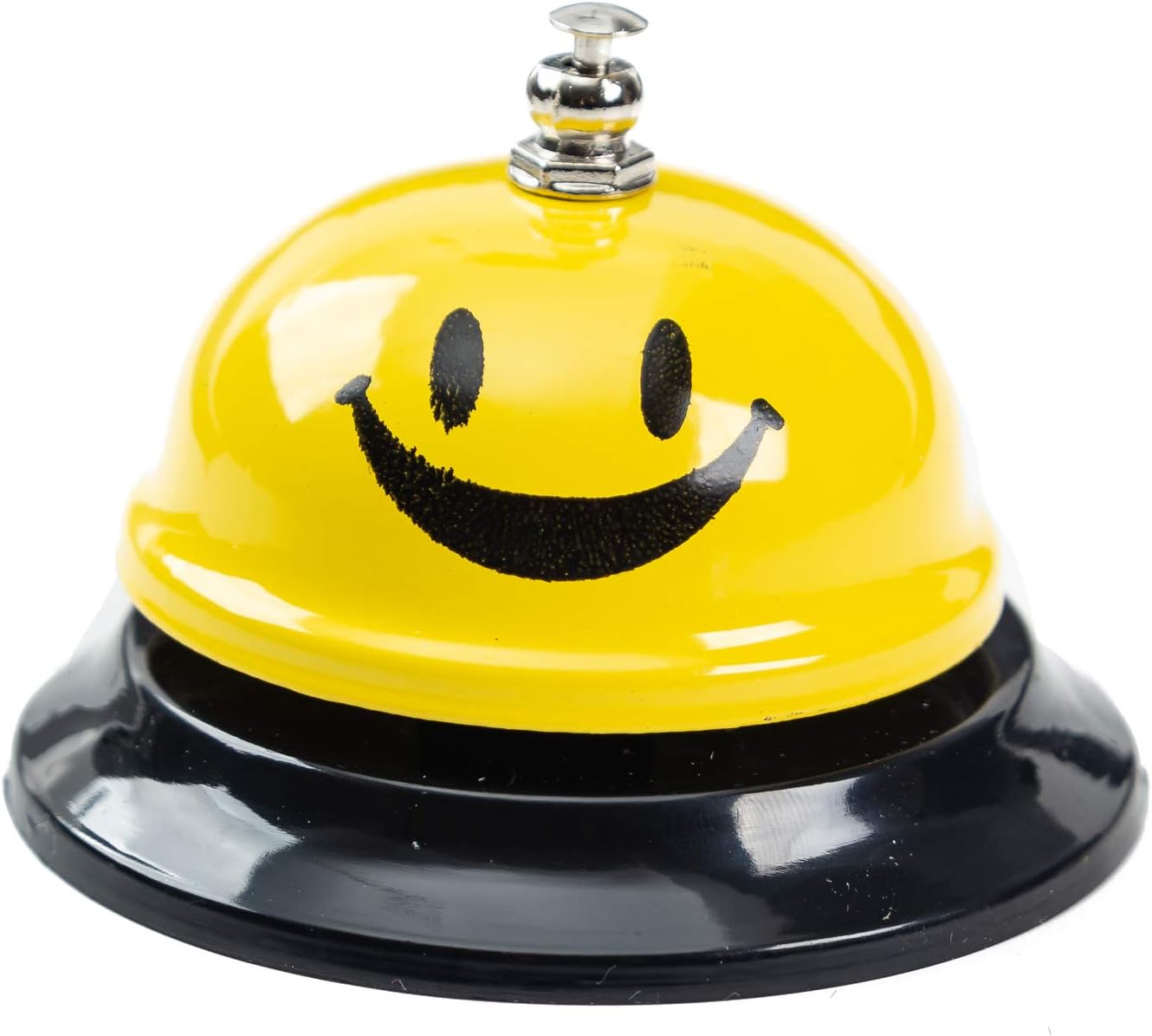 ASIAN HOME 3.35 Inch Diameter Metal Smiley Face Call Bell Desk Service Bell for Hotels, Schools, Restaurants, Reception Areas, Hospitals, Customer Service - Yellow (2 Bells)