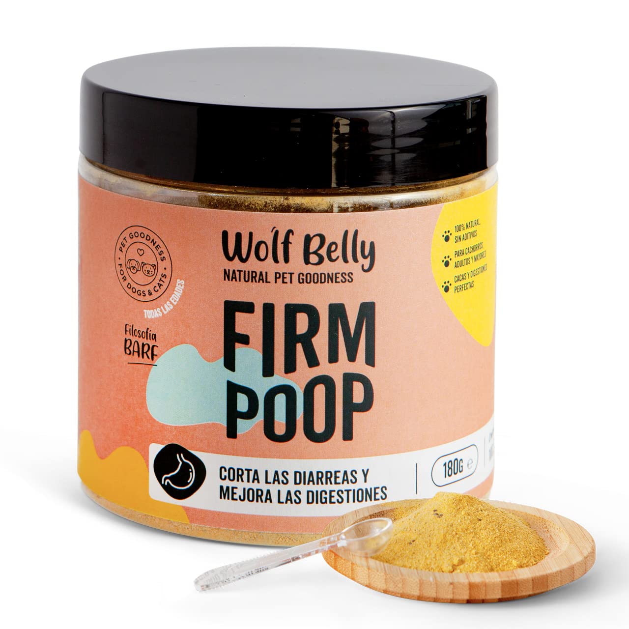 Wolf Belly - Supplement with Intestinal Probiotics Dogs 100% Natural (180 g) Antidiarrheal Cats and Dogs Powder, Protects Intestinal Flora, Food Supplement Rich in Fiber - Firm Poop