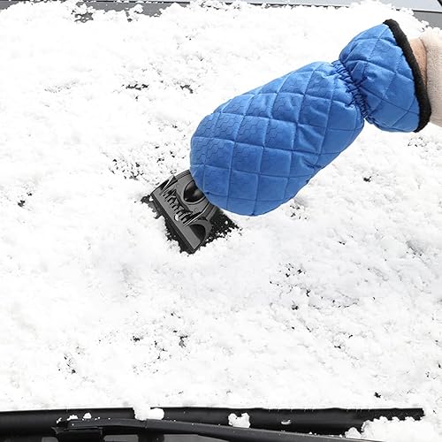 Miniatura 6 de 2 raspadores de hielo para automóvil, pala de limpieza de cepillo de nieve con guante térmico cálido impermeable para parabrisas de vehículos de