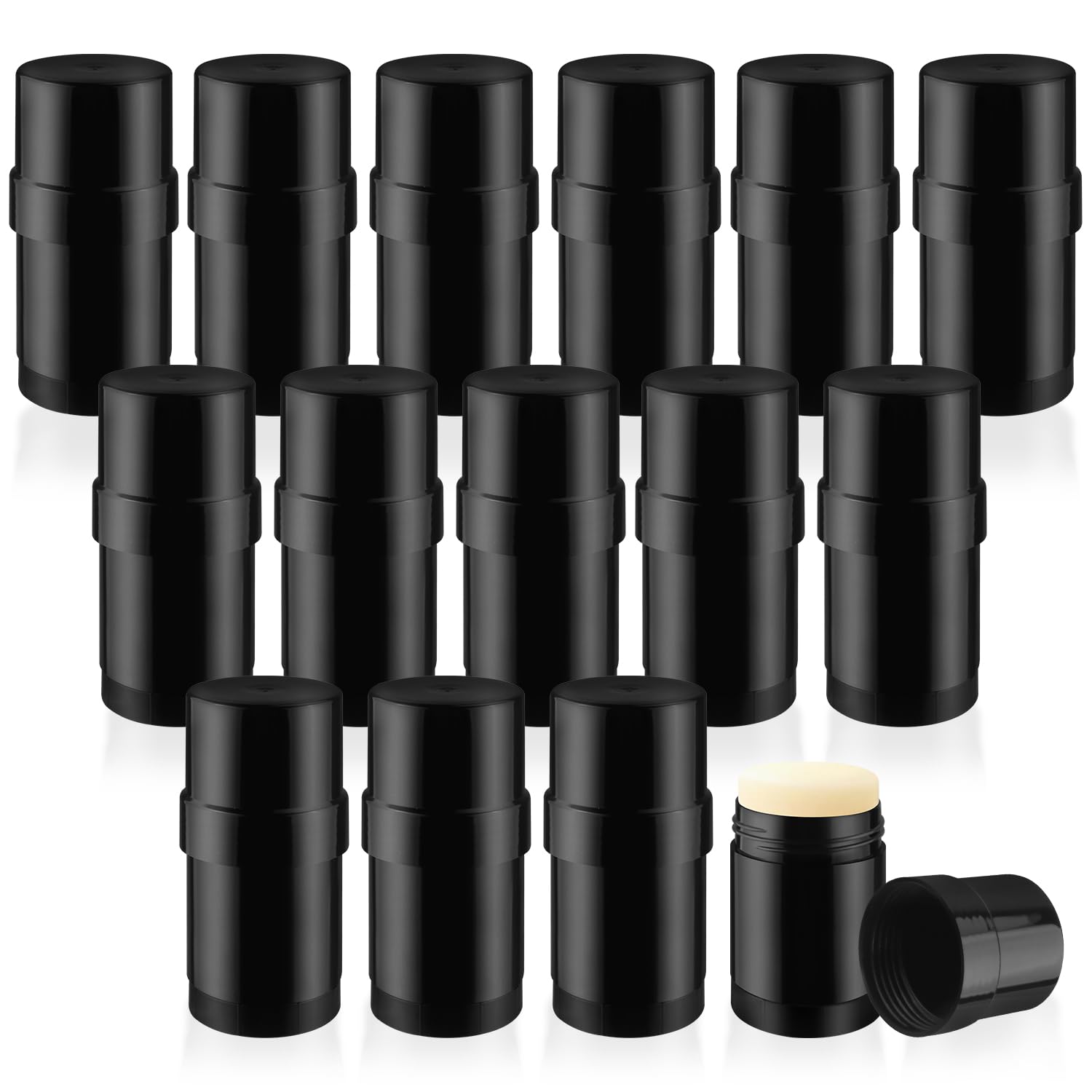 30ml/1oz Black Plastic Deodorant Containers Empty Filling Stick Tube Twist Up Deodorant Bottles for DIY Cosmetic Sunscreen Lip Balm Crayon Lotion Bar
