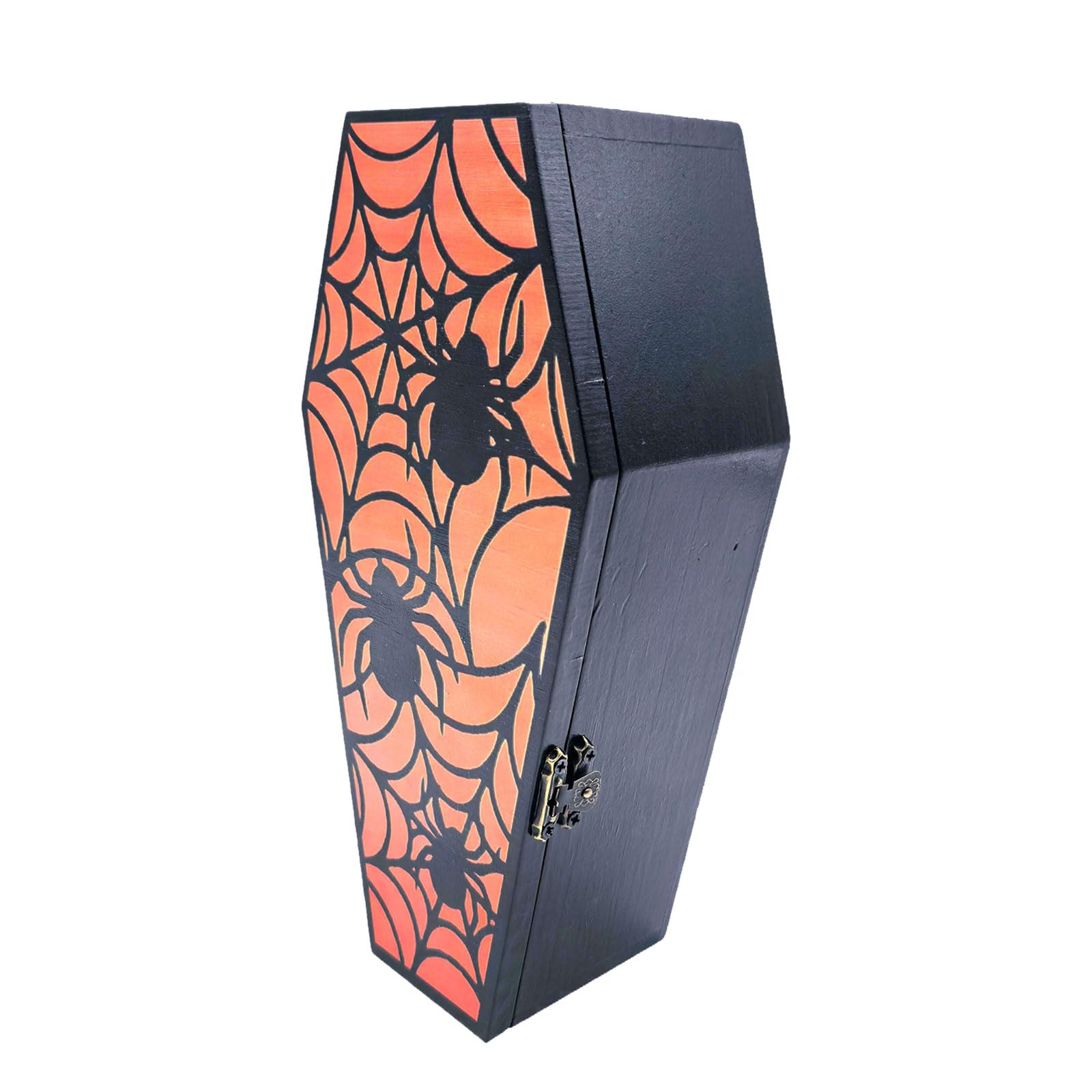 Woedpez Halloween Pine Coffer Candy Owner Rural Home Deck Storage Box for Celebratory Treats and Decoration Pine Halloween Coffer Candy Box
