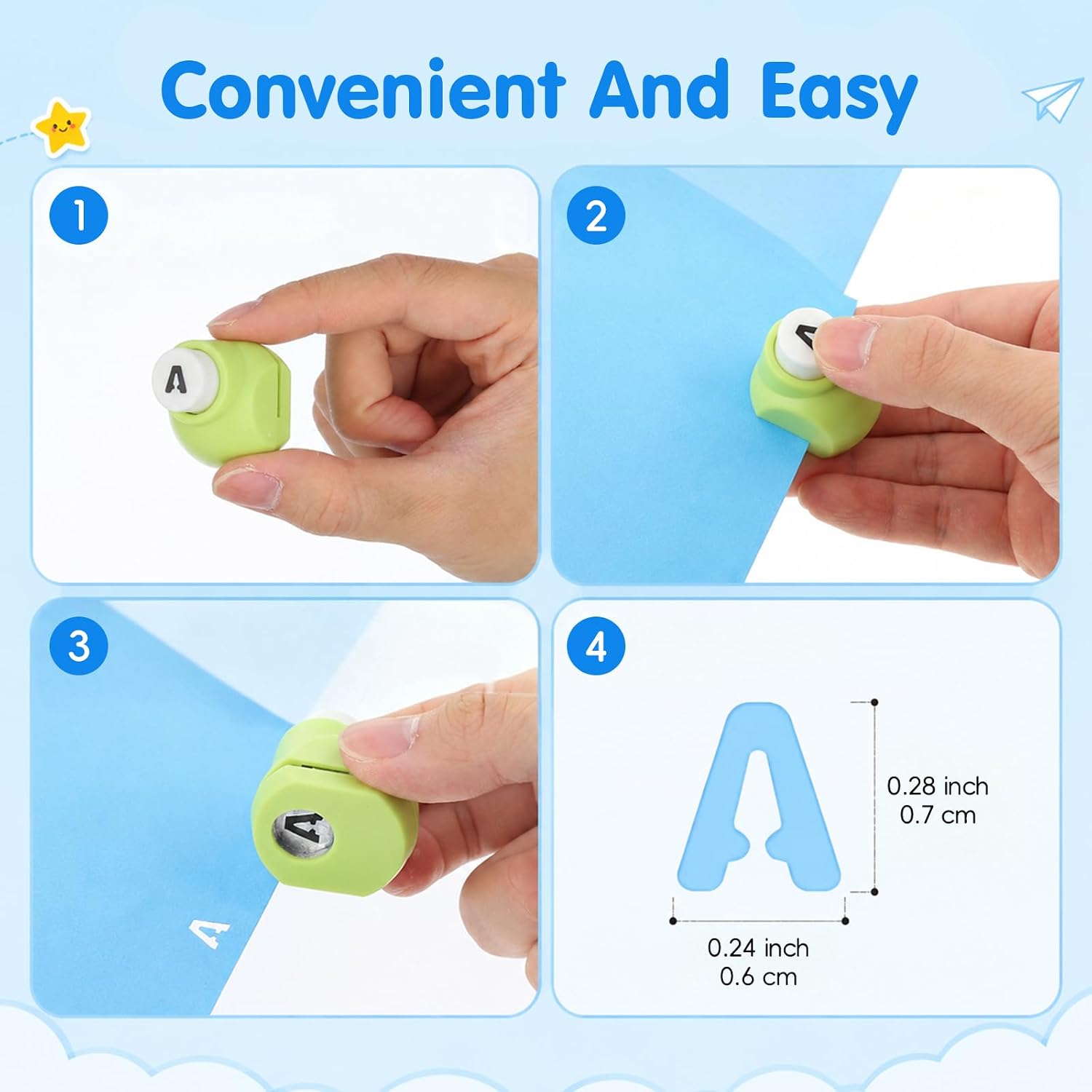 26 Pcs Alphabet Paper Punch Set, 0.4-inch Small Letter Punches