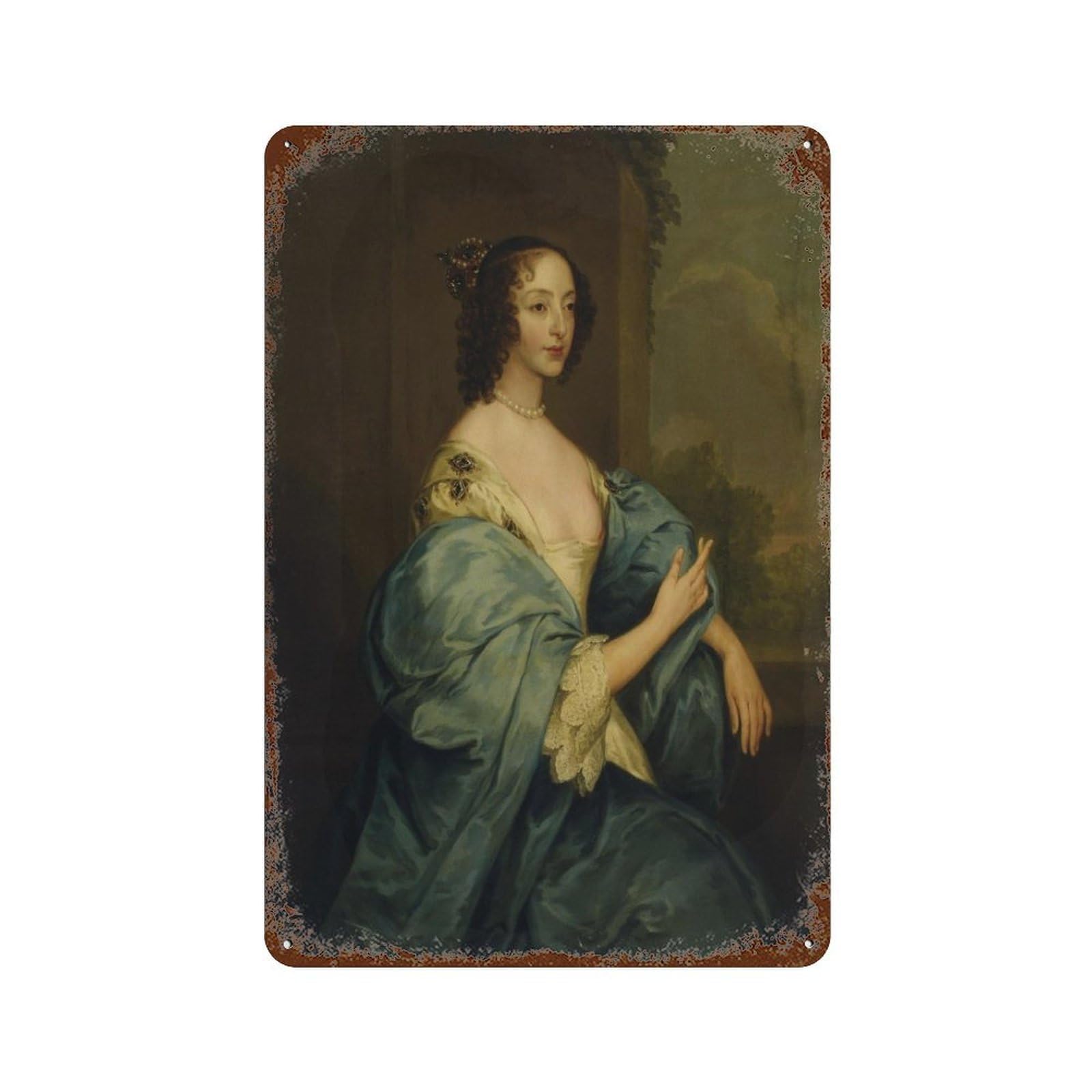 xiaoxiaoshen Queen Henrietta Maria-Anthony Van Dyck Wall Decor Art Metal Tin Poster Modern Home Decor Art Home Bar Shop Decorations Vintage Sign 30x20cm