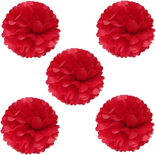 Wrapables - Juego de 5 pompones de papel de seda para decoración de fiestas, bodas, fiestas de cumpleaños, baby showers y guarderías