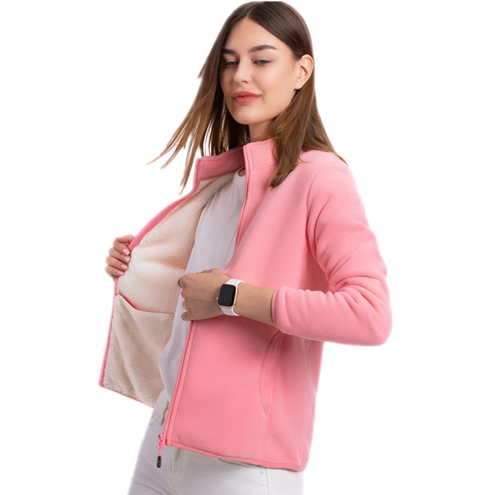 HB1 Abrigo de Invierno de Lana Polar a la Moda Chaqueta Gruesa Reversible Ropa Suave y Cálida a Prueba de Viento Cremallera Outwear