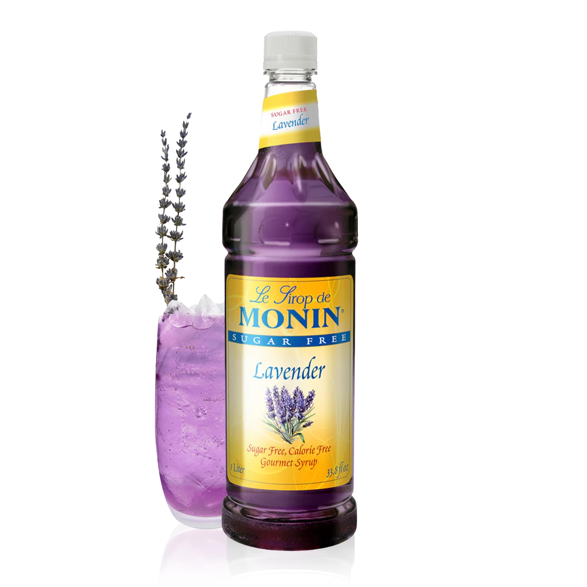 Sugar Free Lavender Syrup, Aromatic and Floral, Natural Flavors, Great for Cocktails, Lemonades, and Sodas, Non-GMO, Gluten Free (Plastic, 1 Liter)