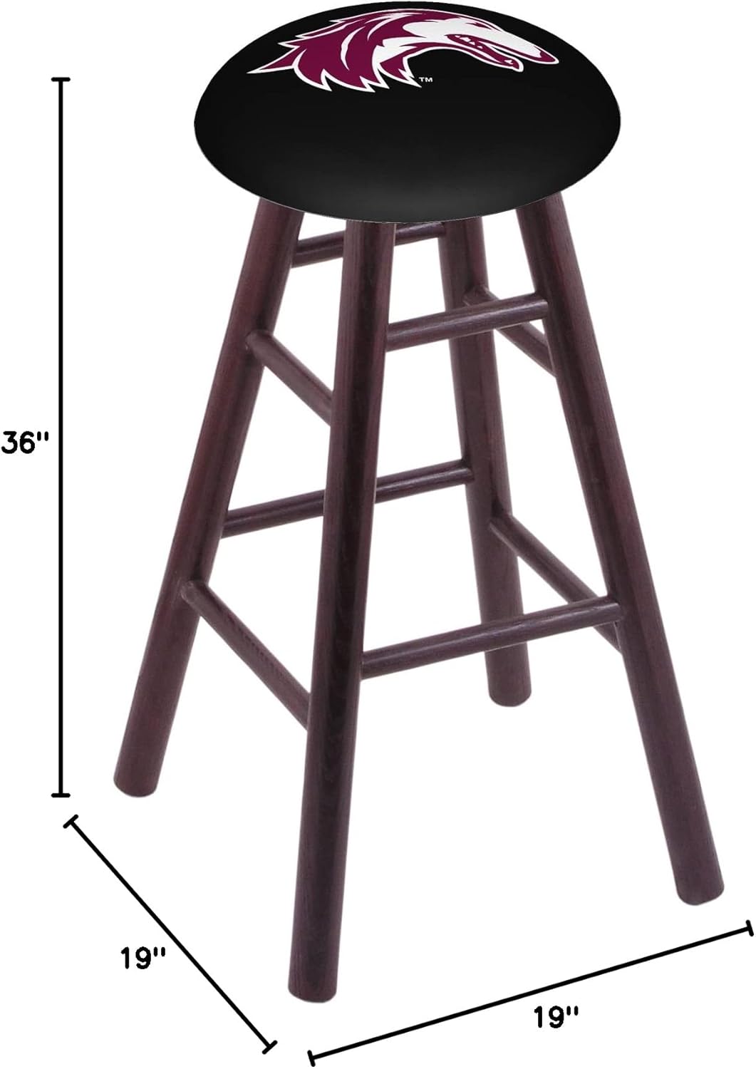 Holland Bar Stool Co. Oak Extra Tall Bar Stool in Dark Cherry Finish with Southern Illinois Seat by The