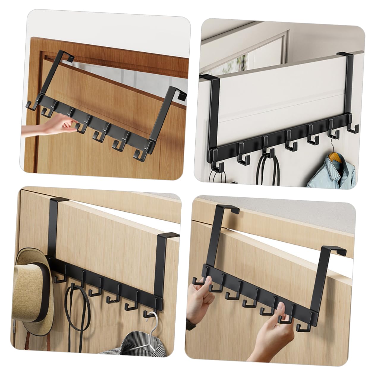 NAMOARLY Black Space Aluminum Door Back Hook Back of Door Hooks Hooks Coat Hook Carbon Steel