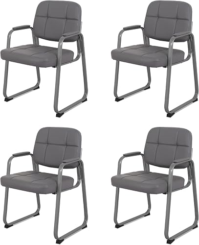 CLATINA Silla de recepción clásica con reposabrazos acolchados y base de trineo, silla ergonómica para invitados para oficina, conferencias, sala de