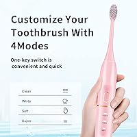 Vista 14 de Cepillo de dientes eléctrico Sonic con 8 cabezales de cepillo y funda de viaje, 4 modos, una carga que dura 60 días, motor 42000 VPM, juego de Negro