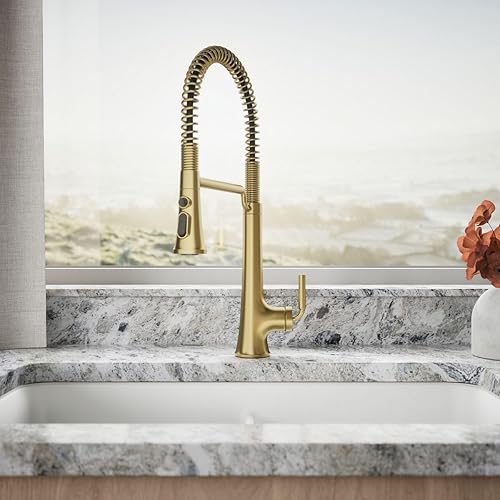 Vista 100 de KOHLER 23765-CBL Tone - Grifo de cocina semiprofesional, negro mate/cromo pulido