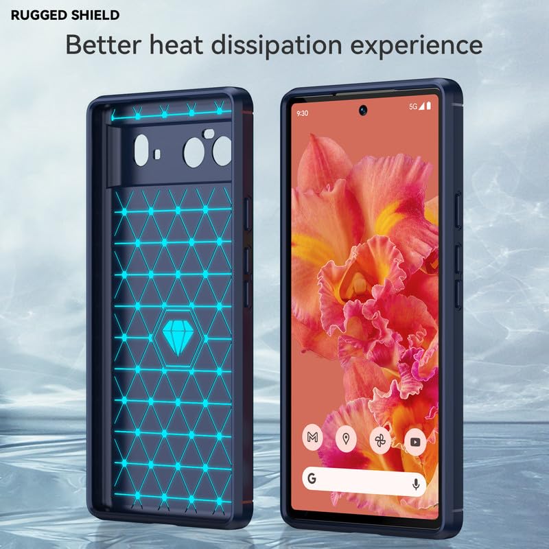 Image of Hybrid Carbon Fiber Back Case for Google Pixel 6 (Blue)