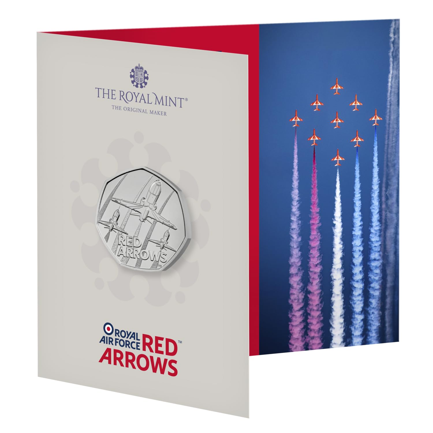 The Royal Mint -The Red Arrows 2025 UK 50p Brilliant Uncirculated Coin, Celebrating the Legacy of The Red Arrows